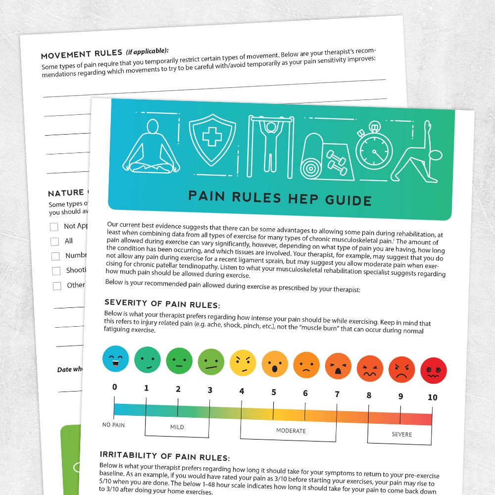 Physical therapy printable handout: Pain rules home exercise program guide