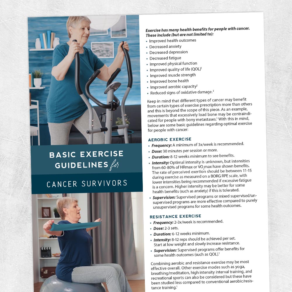Physical therapy printable handout: Basic exercise guidelines for cancer survivors