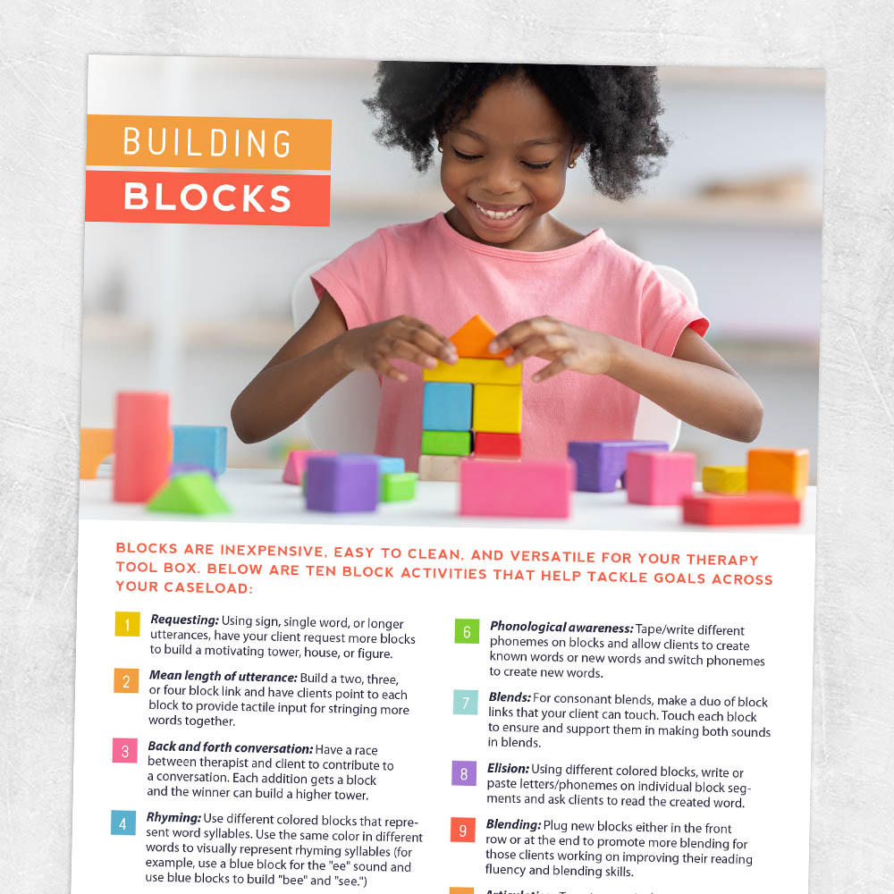 Speech therapy handout: Building blocks