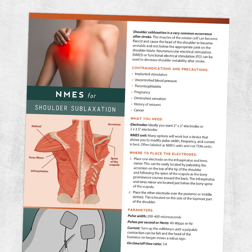 Physical therapy handout: NMES for Shoulder Subluxation