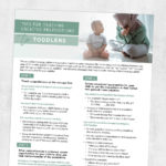 Pediatric speech therapy handout: Tips for teaching locative prepositions to toddlers