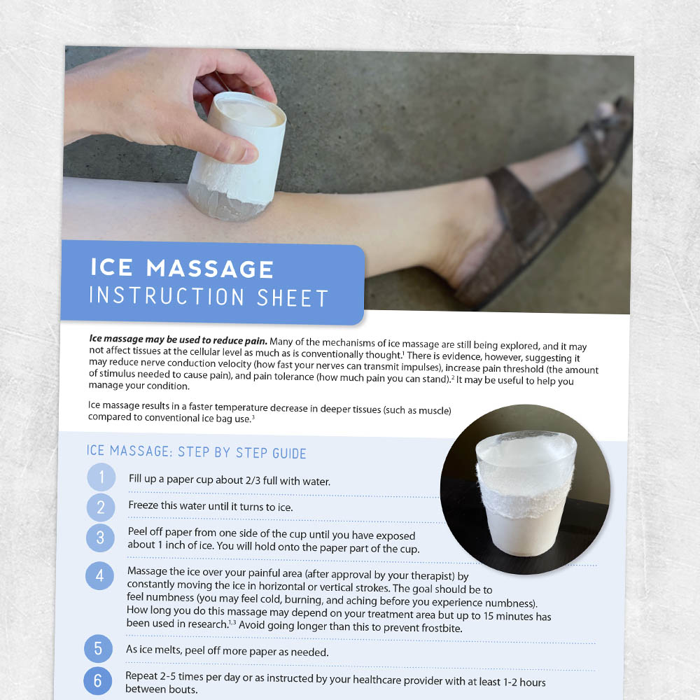 Ice Massage Instruction Sheet Adult And Pediatric Printable Resources For Speech And