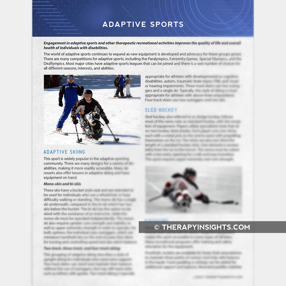 Adaptive Sports – Adult and pediatric printable resources for speech and  occupational therapists